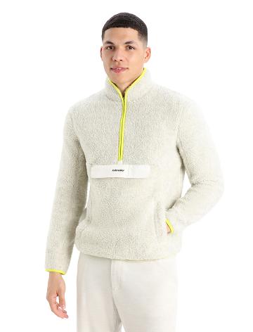 Icebreaker RealFleece™ Merino High Pile Long Sleeve Half Zip Férfi Kapucnis Pulóver Fehér | HU 1250FDNM